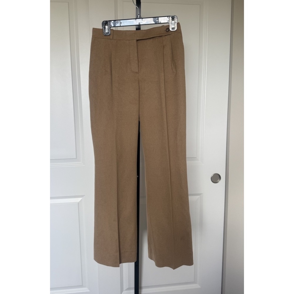CELINE Phoebe Philo 100% Baby Camel Hair Wide Leg Trousers Camel Tan Pants FR 38